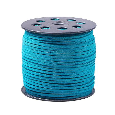 ARRICRAFT 1 Roll (100 Yards, 300 Feet) Micro-Fiber Faux Leather Suede Cord String with Roll Spool, 2.7x1.4mm (DarkTurquoise)