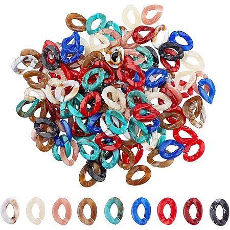 PandaHall Elite 270 pcs Acrylic Linking Rings, 9 Colors Quick Link Connectors for Earring Necklace Jewelry EyeglassChain DIY Craft Making