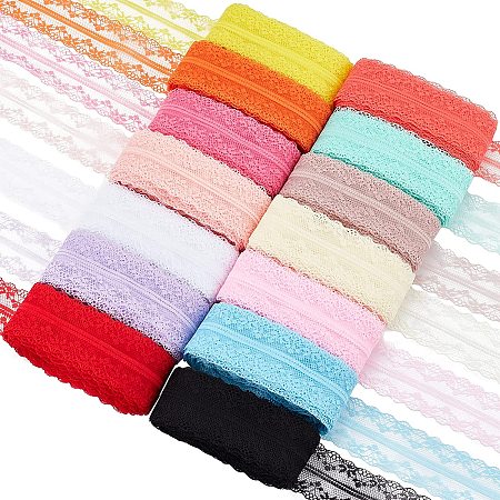 BENECREAT 140 Yards 14 Colors Nonelastic Lace Trim Fabric Lace Ribbon for Wedding Party Decorating, Sewing, Jewelry Making, Gift Package Wrapping, 1.6 inch Wide, 10 Yards/Color