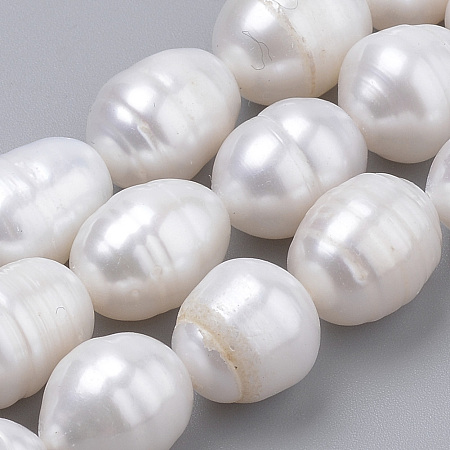 Honeyhandy Natural Cultured Freshwater Pearl Beads Strands, Rice, Seashell Color, 10~14x9~10mm, Hole: 0.5mm, about 14pcs/strand, 7.34'