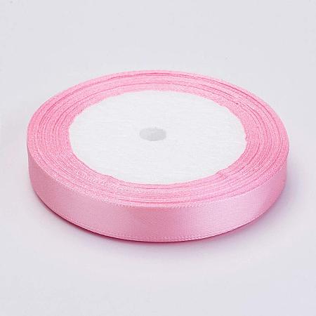 NBEADS 10 Rolls of 10mm Pink Satin Fabric Ribbons for Party, Gift Wrapping, Wedding Party and Festival Decoration; About 22.86m/roll