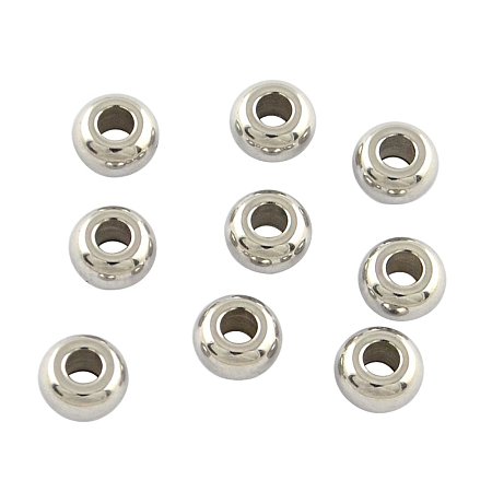 NBEADS 500pcs 5mm Stainless Steel Spacer Beads Rondelle Loose Beads for DIY Jewelry Making Findings