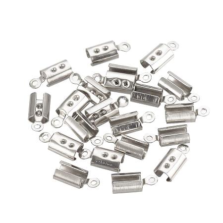 ARRICRAFT 1000pcs 304 Stainless Steel Fold Over Crimp Cord Ends Terminators Leather Ribbon Ending Clasp Tips for Jewelry Making