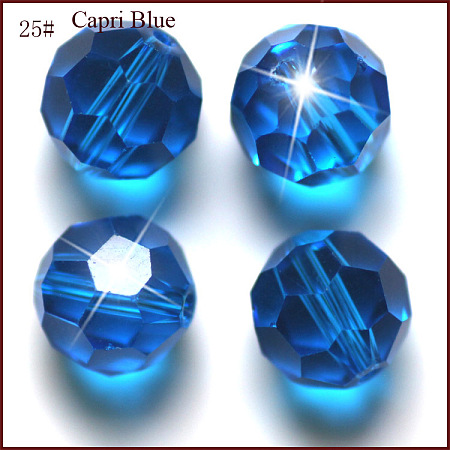Honeyhandy Imitation Austrian Crystal Beads, Grade AAA, Faceted, Round, Dodger Blue, 4mm, Hole: 0.7~0.9mm