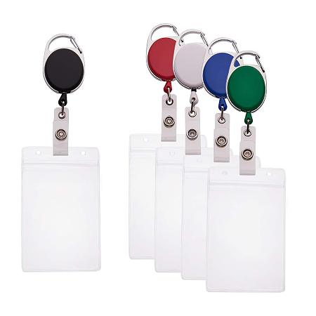 PandaHall Elite 5 Pack Assorted Color Retractable Badge Holder Carabiner Reel Clip with ID Card Holders