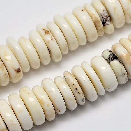 Honeyhandy Natural Magnesite Beads Strands, Heishi Beads, Flat Round/Disc, Creamy White, 9~12x2~4mm, Hole: 1mm, about 150pcs/strand, 16.5 inch