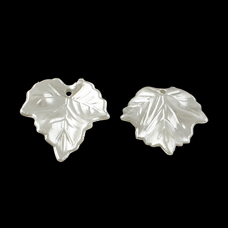 Honeyhandy Leaf ABS Plastic Imitation Pearl Pendants, Creamy White, 24.5x23.5x3mm, Hole: 1.5mm