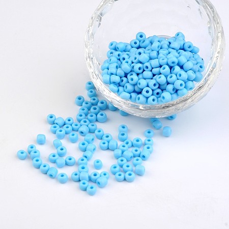Honeyhandy 6/0 Opaque Colours Round Glass Seed Beads, Light Sky Blue, Size: about 4mm in diameter, hole:1.5mm, about 495pcs/50g