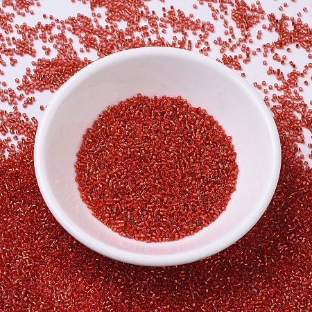 MIYUKI Delica Beads Small, Cylinder, Japanese Seed Beads, 15/0, (DBS0043) Silver Lined Red, 1.1x1.3mm, Hole: 0.7mm; about 35000pcs/10g