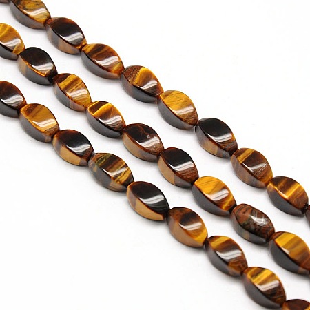 ARRICRAFT Natural Twist Tiger Eye Beads Strands, 12x6x6mm, Hole: 1mm, about 33pcs/strand, 15.74 inches