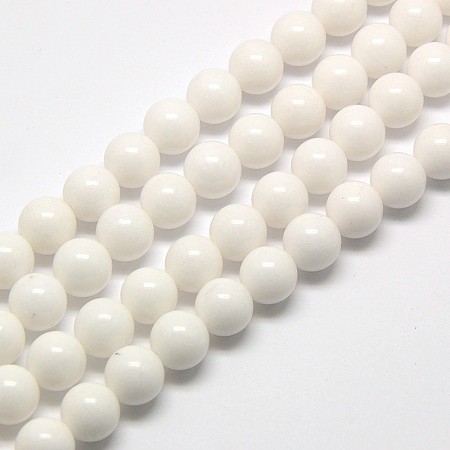 Arricraft Natural Malaysia Jade Bead Strands, Dyed & Heated, Round Beads, White, 8mm, Hole: 1mm, about 48pcs/strand, 15 inches