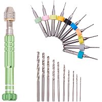 Arricraft 21pcs Hand Drill Set, Pin Vise Hand Drill Mini Drills and Twist Drills for Metal Wood, Delicate Manual Work, Electronic Assembling Model Making, DIY Drilling (0.15-1 mm PCB Drill)