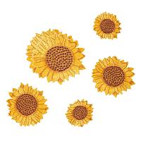 PandaHall Elite 6pcs 3 Sizes Cloth Iron On/Sewing on Patches Sunflower Shape Embroidered Patches for Hat Jackets Backpacks Jeans Clothes Shoes Applique DIY Accessory