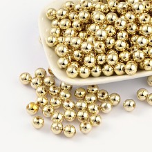 Honeyhandy Carnival Celebrations, Mardi Gras Beads, Plating Acrylic Beads, Round, Golden, about 8mm in diameter, hole: 1.5mm, about 2000pcs/500g