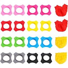 CHGCRAFT 16Pcs 8 Colors Silicone 4Points Star Anti-Rolling Rings for 39mm Handheld Wireless Microphone with 16Pcs Non-Woven Cloth Microphone Sleeve for KTV, Mixed Color