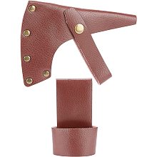 GORGECRAFT 1 Set Leather Axe Sheath Kit Adjustable Hatchet Cover Protector Case Cover Viking Axe with Belt Holster Camping Accessories Handmade Lumberjack Essentials for Hatchet (Saddle Brown)