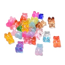 Honeyhandy Resin Cabochons, with Glitter Powder, Two Tone, Bear, Mixed Color, 18x11x8mm