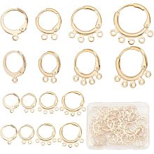 CREATCABIN 1 Box 50Pcs 4 Style 24K Gold Plated Stainless Steel Huggie Hoop Earrings Leverback Earring Findings Earring Hooks with Horizontal Loops for Women DIY Jewelry Making Crafts, Hole: 1.2~1.5mm