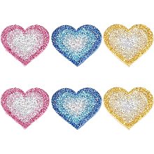 FINGERINSPIRE 6PCS Heart Shape Rhinestone Patches (Pink Yellow Blue, 2.8x2.4 inch) Hotfix Appliques Patches Clothing Repair Valentine's Decoration Iron on Patches Glitter Patches for Jeans Bags Hat