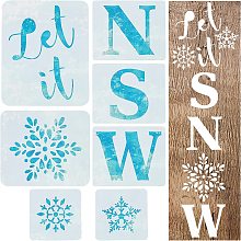 GORGECRAFT 7PCS 1 Set Let It Snow Stencils Reusable Porch Sign Large Christmas Snowflake Stencil for Painting on Wood Kit Craft Art Painting Spray