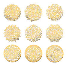 OLYCRAFT 9Pcs Copper Orgonite Sticker Mandela Flower Sticker Decorate Stickers Self Adhesive Golden Stickers for Scrapbooks DIY Resin Crafts Phone & Water Bottle Decoration - 1.6x1.6 Inch