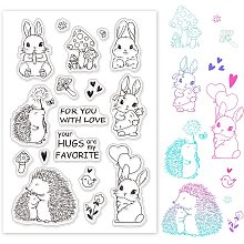 GLOBLELAND Hedgehog Rabbit Silicone Clear Stamps Cute Animals Transparent Stamps for Birthday Easter Valentine's Day Cards Making DIY Scrapbooking Photo Album Decoration Paper Craft