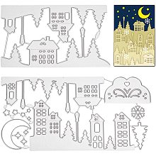 GLOBLELAND 4pcs Metal House Cutting Dies Stencils for DIY Scrapbooking Album Decorative Wedding Invitation Card Making