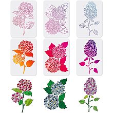 FINGERINSPIRE 6pcs Layered Hydrangea Stencils, 11.7x8.3 inch Hydrangea Stencil, Layered Flower Stencils for Painting on Wood, Canvas, Paper, Fabric, Floor, Wall and Tile