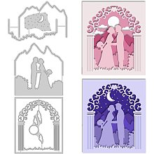 GLOBLELAND 3pcs Wedding Cutting Dies Layered Wedding Embossing Stencil Template Carbon Steel Crafting Die Cut for Card Making Scrapbooking Photo Album Decoration