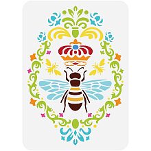 FINGERINSPIRE Bee Crown Stencil for Painting 8.3x11.7inch Large Bees Crown Pattern Drawing Template Reusable Oval Vintage Photo Frame Painting Stencil Animal Theme Template for Wall Furniture Decor