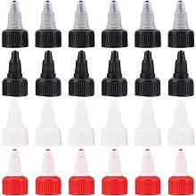 BENECREAT 48 Pack Twist Bottle Cap 20/410 Dispensing Bottle Cap 4 Styles PP Plastic Squeeze Replacement Caps for Squeeze Bottle Glue Bottles Dispensing Bottles