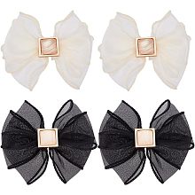 FINGERINSPIRE 2 Pair Tulle Bowknot Shoe Clip Black White Bowknot Shoe Buckle with Baroque Gemstone Detachable Shoe Decorations Wedding Bridal Shoes High Heel Bag Sash Decoration Charms for Women Girls