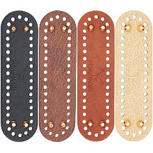 Arricraft 4 Colors PU Leather Bag Bottom for Knitting Crochet Oval Long Bag Bottoms Nail Shaper Crochet Pad Bag Cushion Base with Holes for Shoulder Bag Handbag DIY Purse Making Supplies, 7.1x 2.1 Inch