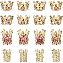 NBEADS 16 Pcs Cubic Zirconia Crown Beads, 4 Styles Brass King Crown Charms Beads Golden Rhinestone Spacer Beads for DIY Crafts Jewelry Making Valentine's Day Gifts