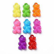 Honeyhandy Opaque Acrylic Pendants, Bear, Mixed Color, 20.5x11.5x7mm, Hole: 2mm, about 580pcs/500g