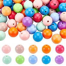 PandaHall Elite 100Pcs 10 Colors Opaque Acrylic Beads, Round, Mixed Color, 20x19mm, Hole: 3mm, 10pcs/color