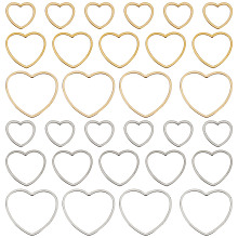 SUNNYCLUE 1 Box 60Pcs 3 Size Heart Connector Charms 304 Stainless Steel Love Charm Open Bezels Frame Romantic Link Charm for Jewelry Making Charms DIY Earrings Craft Mother's Day Valentines Day Gift