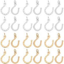 UNICRAFTALE 16pcs Hypoallergenic Horseshoe Charm Stainless Steel Pendants with 5mm Ring Smooth Metal Pendant for Jewelry Findings Making 13mm Golden & Stainless Steel Color