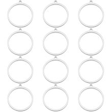 UNICRAFTALE 12Pcs 304 Stainless Steel Open Back Bezel Pendants Ring Circle Shape Charms Manual Polishing Hollow Frame Pendants for DIY Resin Pressed Flower Crafts Jewelry Making