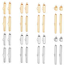 UNICRAFTALE about 64Pcs 2 Styles Stainless Steel Slide On End Clasp 2 Colors Tubes End Caps Crimp End Tube Buckle Clasps for Bead Looms Seed Bead Multi-Strand Necklace Jewelry Making 8.5~40 mm