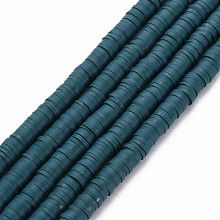 Honeyhandy Handmade Polymer Clay Bead Strands, Heishi Beads, Disc/Flat Round, Prussian Blue, 6x0.5~1mm, Hole: 2mm, about 320~447pcs/strand, 15.74 inch~16.92 inch