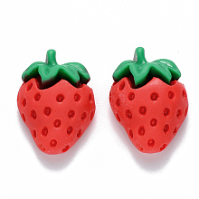 Honeyhandy Resin Cabochons, Imitation Food, Strawberry, Red, 23x17x10mm