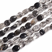 Honeyhandy Natural Tourmalinated Quartz/Black Rutilated Quartz Beads Strands, Tumbled Stone, Nuggets, 10~15x7.5~11.5x7.5~12.5mm, Hole: 1mm, about 36pcs/Strand, 15.67 inch(39.8 cm)