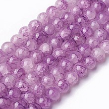 Honeyhandy Spray Painted Glass Beads Strands, Round, Medium Orchid, 8~8.5mm, Hole: 1.5mm, about 100pcs/strand, 31.1 inch(79cm)