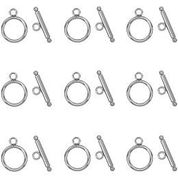 Unicraftale 304 Stainless Steel Toggle Clasps, Stainless Steel Color, Toggle: 21x16mm, Hole: 3mm, Bar: 23x3mm, Hole: 3mm, 50sets/box