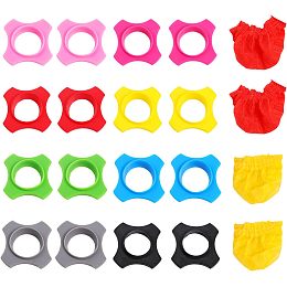 CHGCRAFT 16Pcs 8 Colors Silicone 4Points Star Anti-Rolling Rings for 39mm Handheld Wireless Microphone with 16Pcs Non-Woven Cloth Microphone Sleeve for KTV, Mixed Color