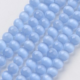 Arricraft Cat Eye Beads, Round, Royal Blue, 6mm, Hole: 1mm, about 66pcs/strand, 15.5 inches