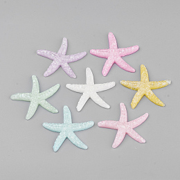 Honeyhandy Opaque Resin Cabochons, Starfish/Sea Stars, Mixed Color, 38x39x6mm