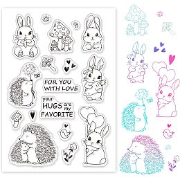 GLOBLELAND Hedgehog Rabbit Silicone Clear Stamps Cute Animals Transparent Stamps for Birthday Easter Valentine's Day Cards Making DIY Scrapbooking Photo Album Decoration Paper Craft