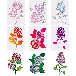 FINGERINSPIRE 6pcs Layered Hydrangea Stencils, 11.7x8.3 inch Hydrangea Stencil, Layered Flower Stencils for Painting on Wood, Canvas, Paper, Fabric, Floor, Wall and Tile